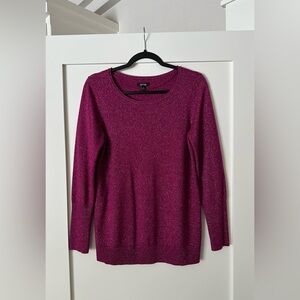 Apt. 9 Women's Scoop Neck Sweater Magenta Metallic Sparkle